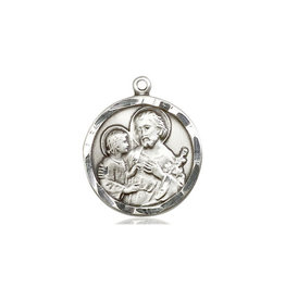 Bliss St. Joseph Medal - Round with no Writing, Sterling Silver