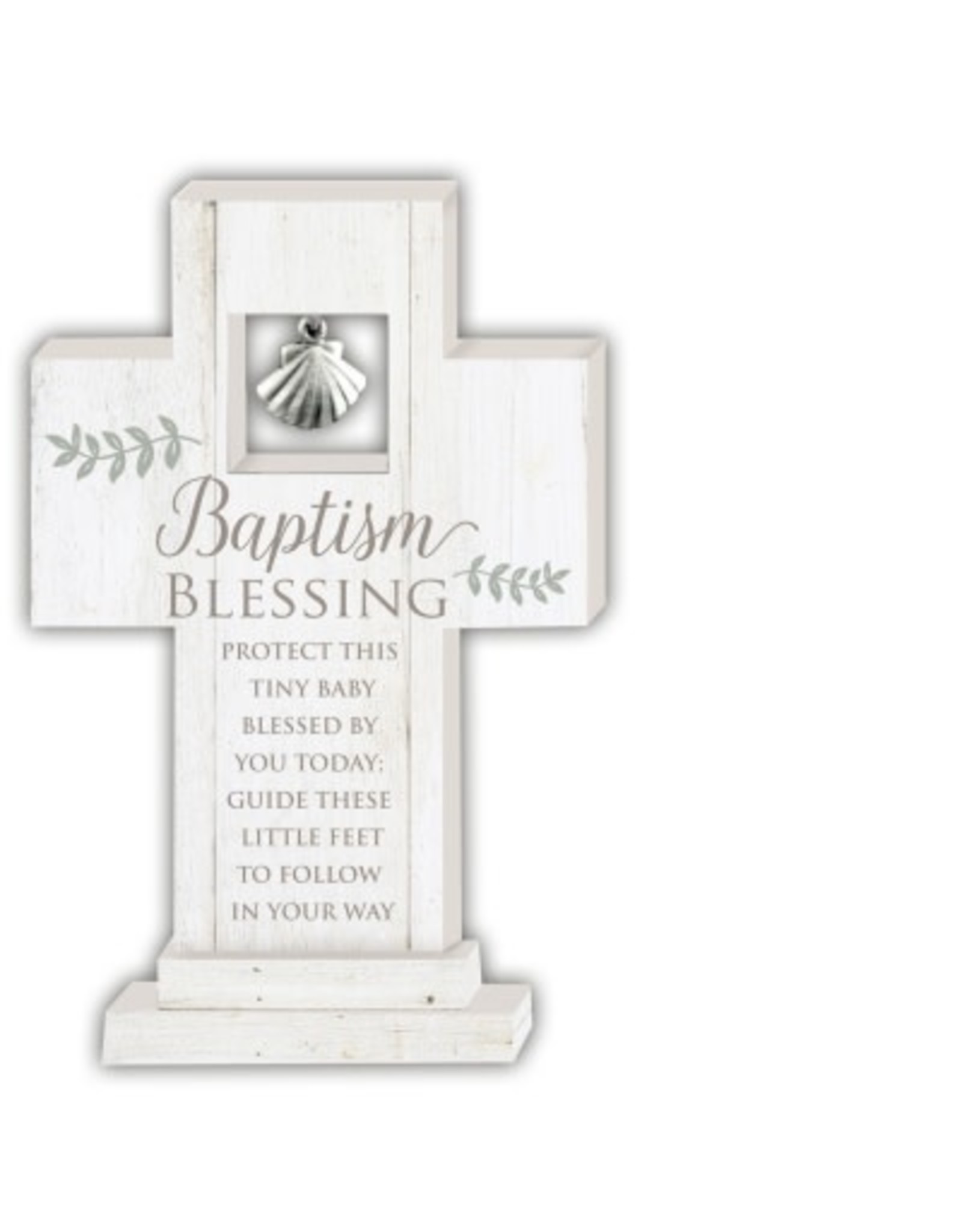 Cathedral Art Baptism Cross with Seashell Charm