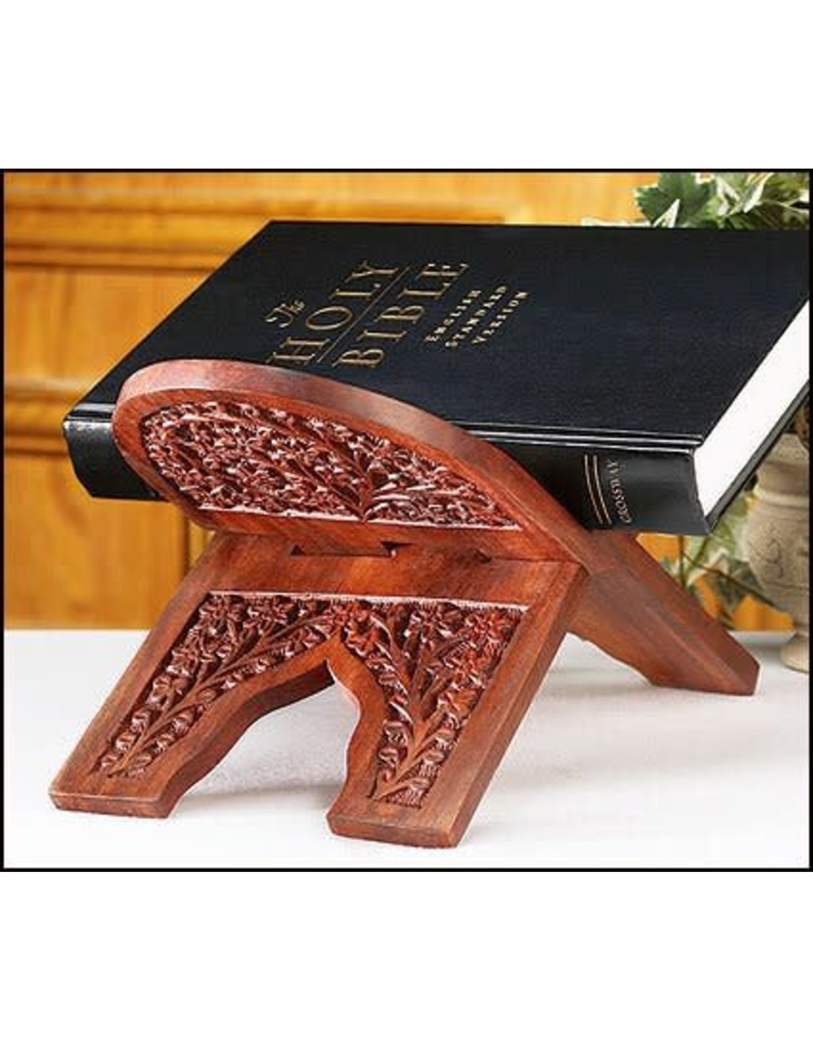 Carved Wood Bible Stand