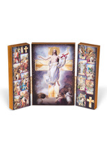 Hirten Way of the Cross Standing Natural Wood Triptych