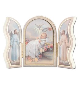 Hirten Gold Embossed White Baptism Triptych