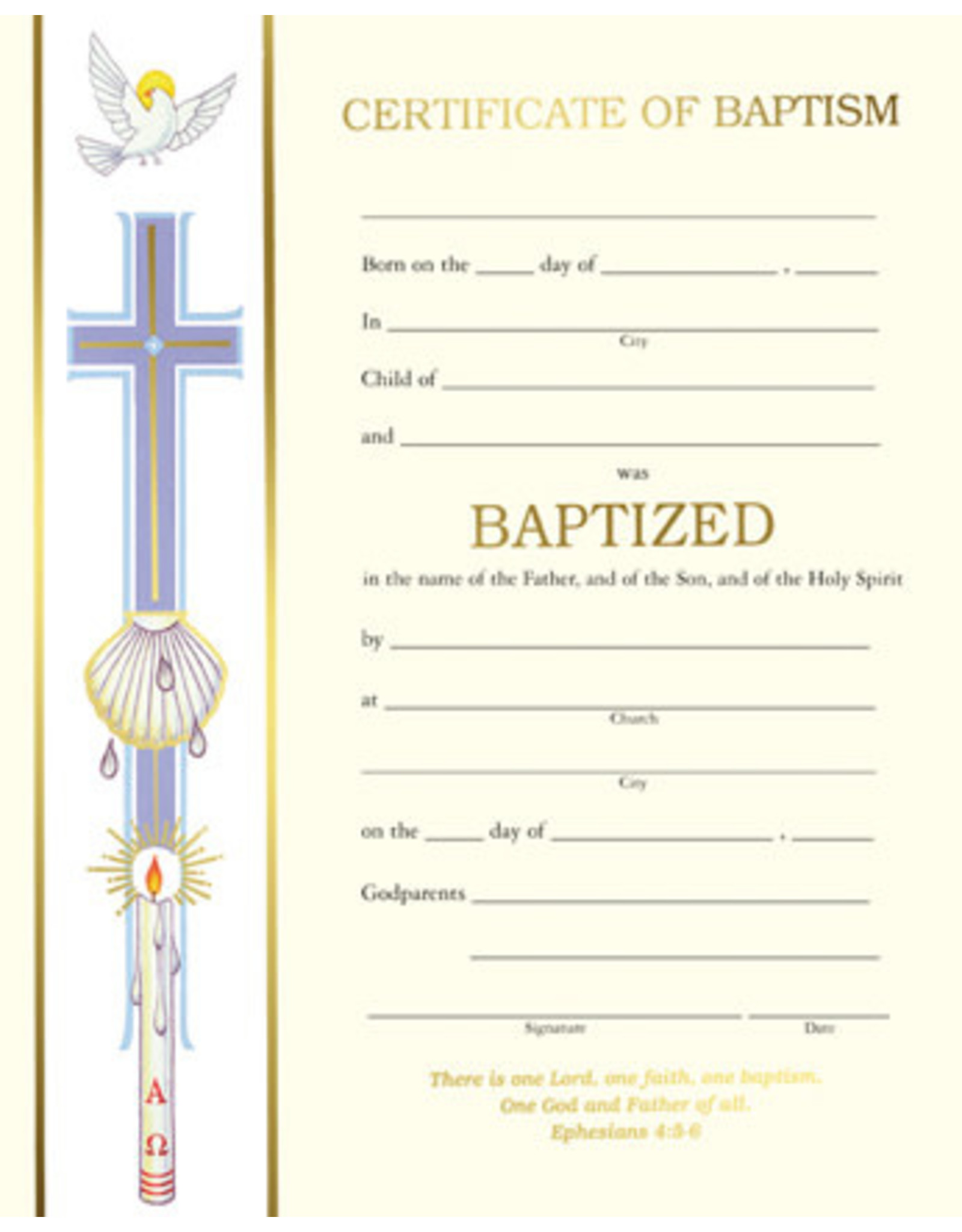 Barton Cotton Baptism Certificate Non-Denominational (Each)