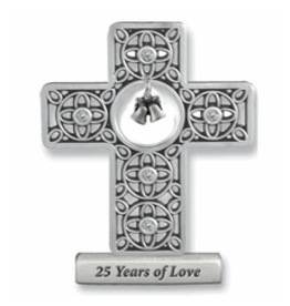 Abbey & CA Gift Cross - Silver, 25th Anniversary