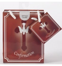 Lumen Mundi Confirmation Gift Bag - Red with Cross & Dove (Small)