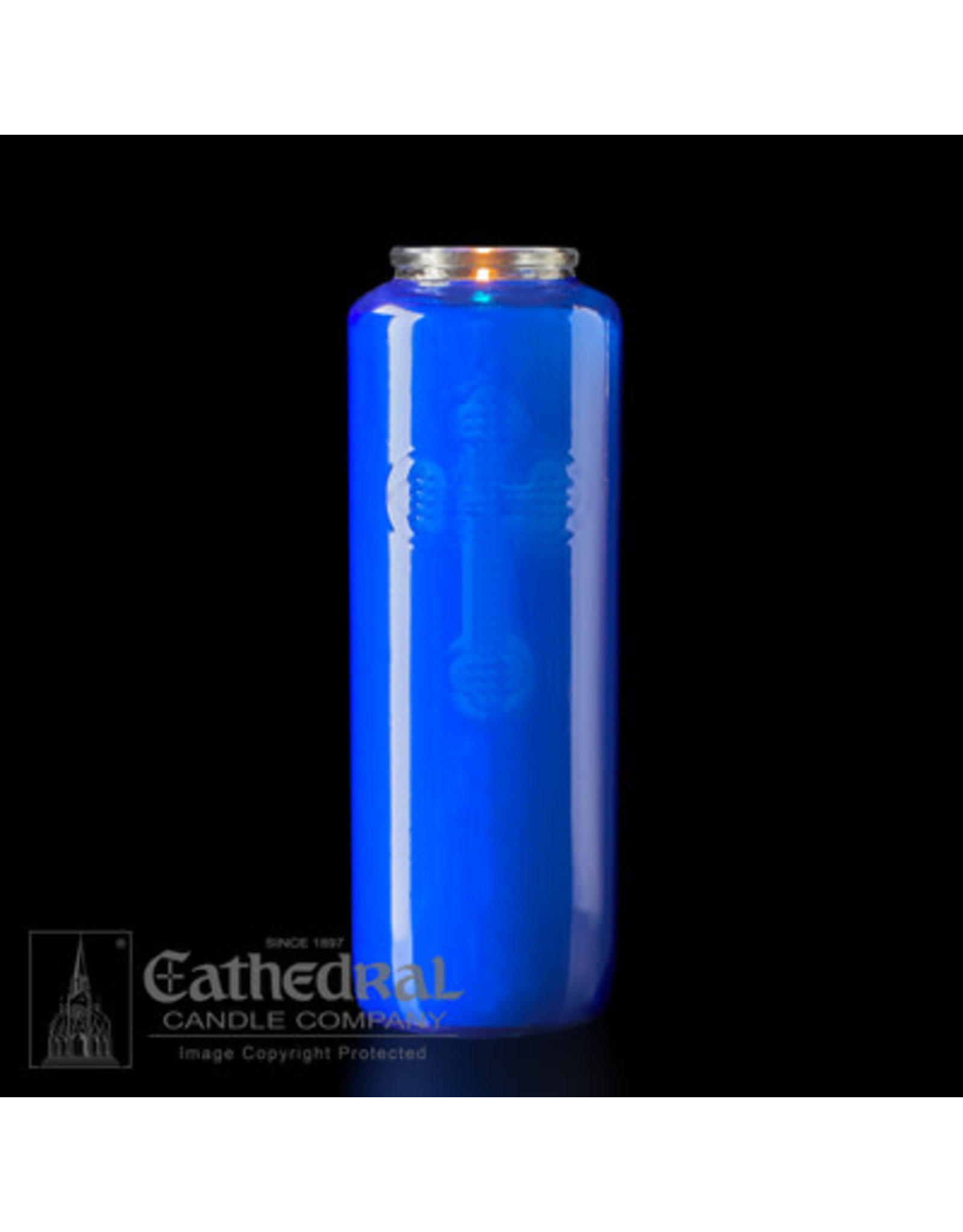 Cathedral Candle 6-Day Blue Glass Candle (Each)