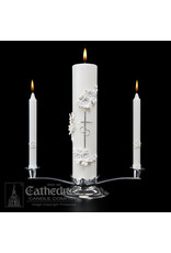 Cathedral Candle Silver & White Wedding Candle Set
