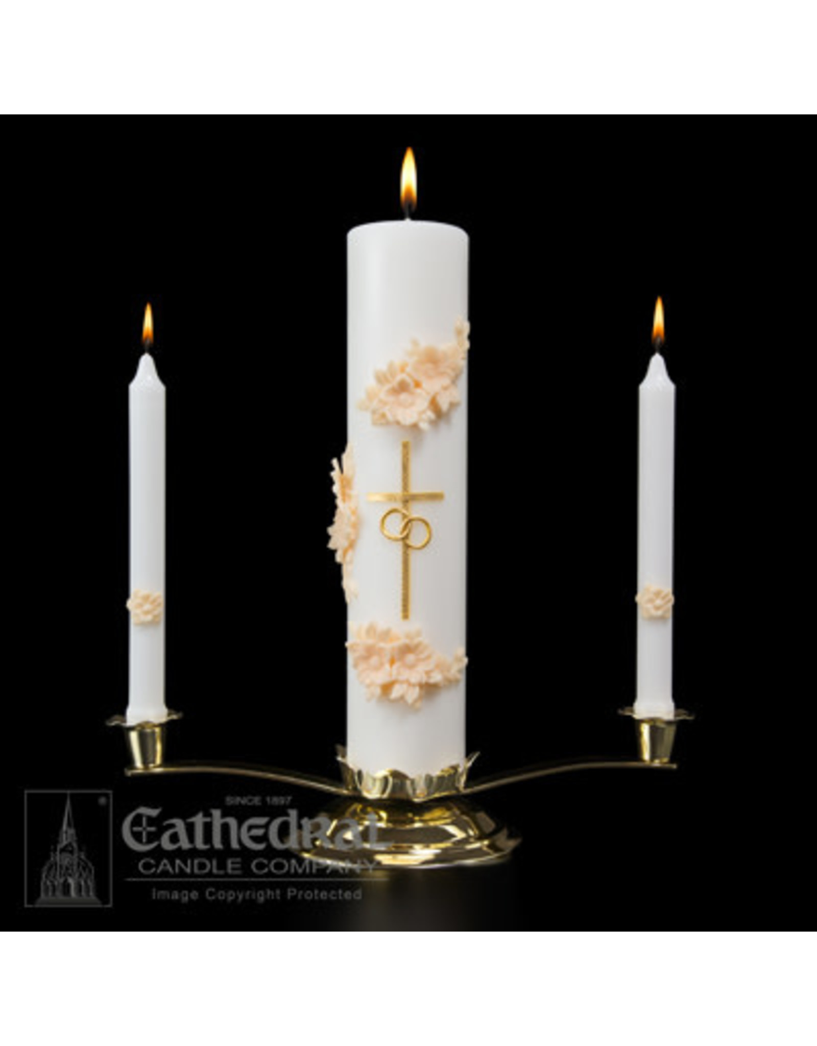 Cathedral Candle Gold & Cream Wedding Candle Set