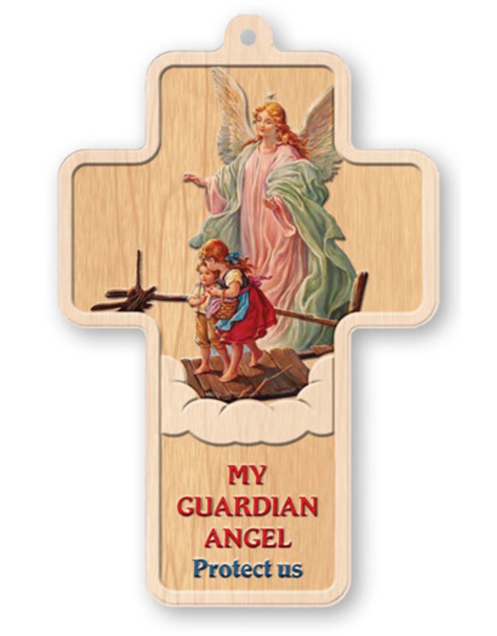 Cross Guardian Angel Laser Engraved 5"