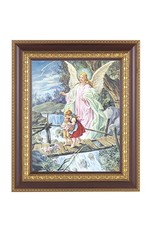 Hirten Picture - Guardian Angel, Cherry & Gold Frame, 8x10 Print