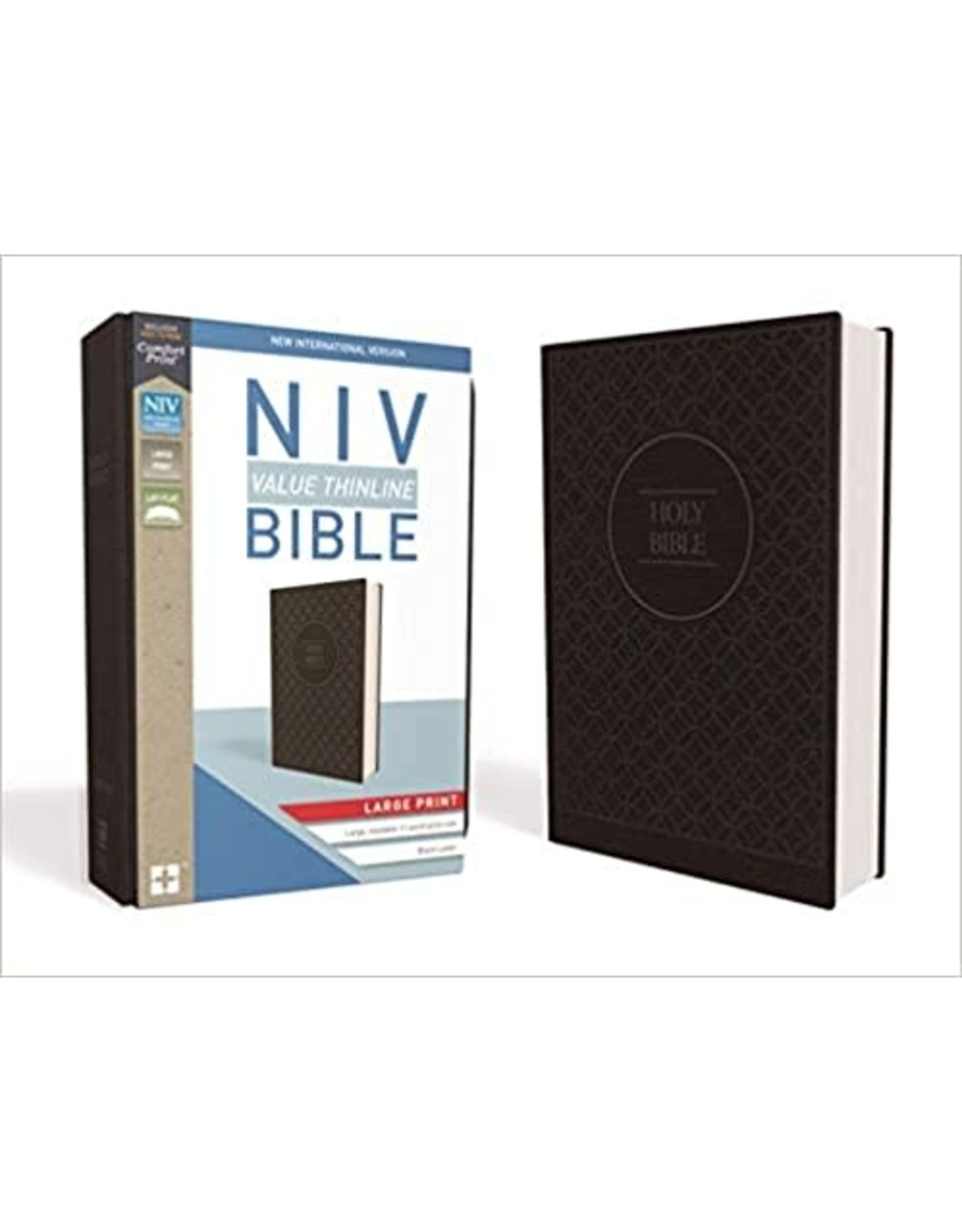 Zondervan NIV Large Print Thinline Gray/Black Imitation Leather Bible