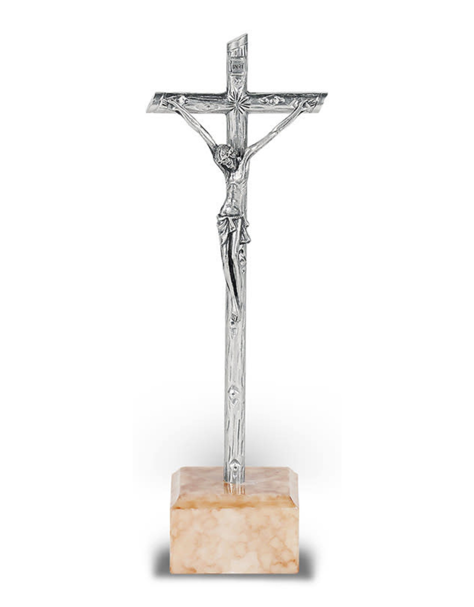 Hirten Standing Crucifix 5" Silver Marble Base