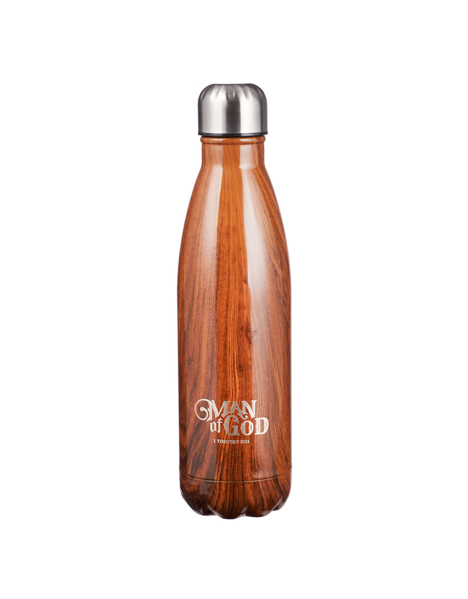 Man of God Wood Design Stainless Steel Water Bottle - 1 Timothy 6:11 -  Reilly's Church Supply & Gift Boutique