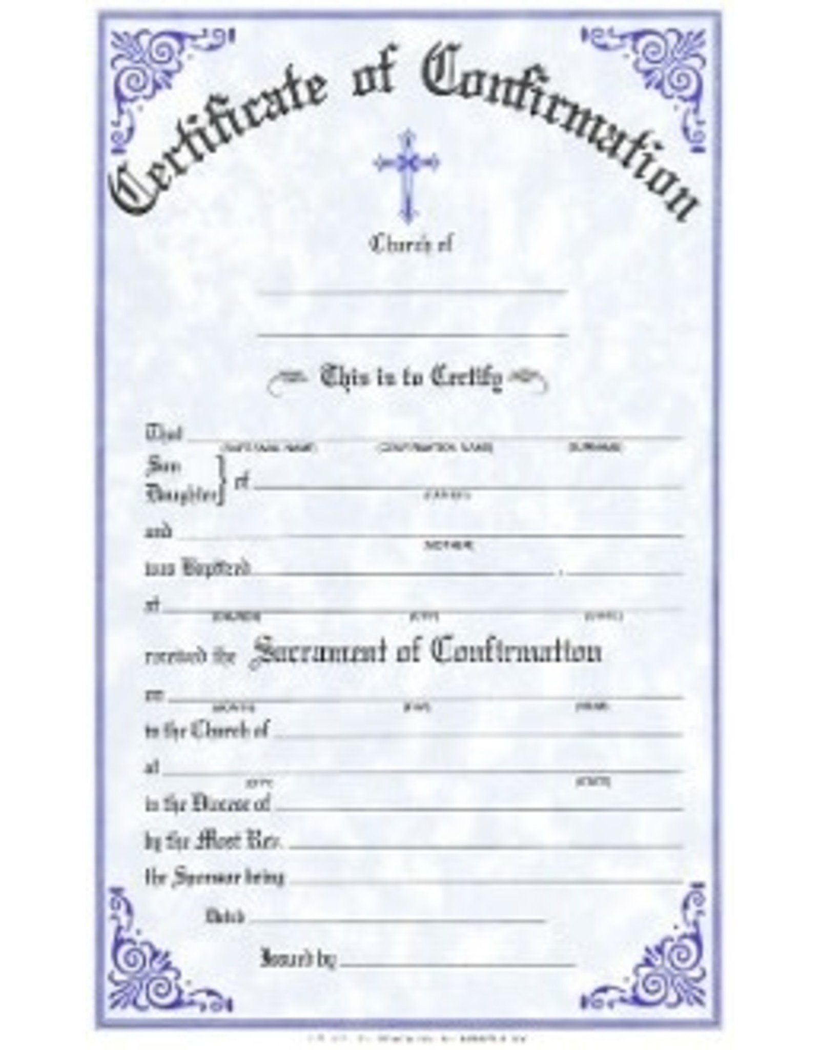 Remey, F.J. Certificates - Confirmation (Pad of 50)