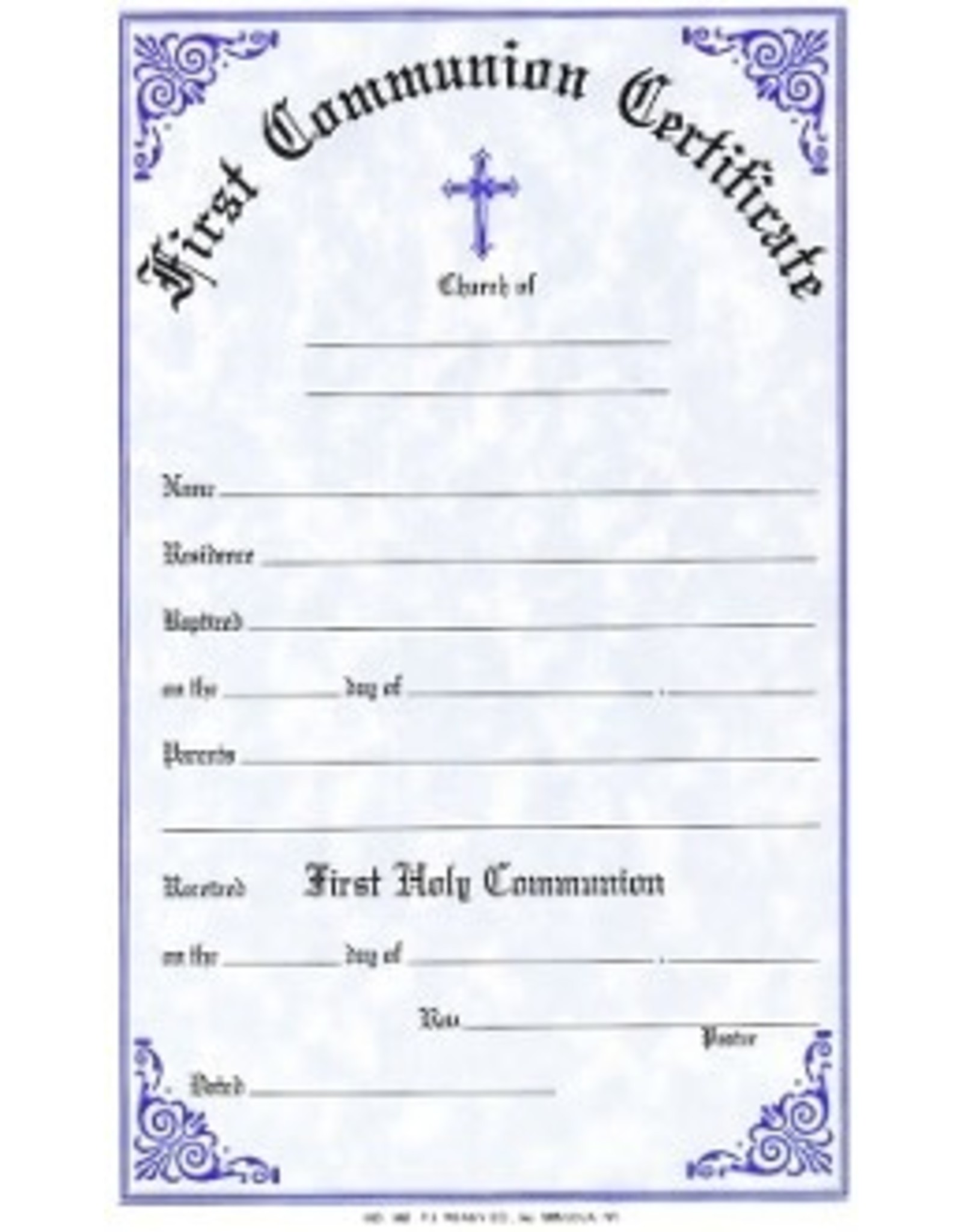 Remey, F.J. Certificates - First Communion (Pad of 50)