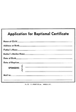 Remey, F.J. Baptismal Forms - Application (Pad of 50)