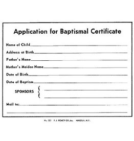 Remey, F.J. Baptismal Forms - Application (Pad of 50)