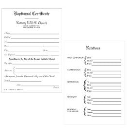 Remey, F.J. Baptismal Forms - Certificate (Pad of 50)