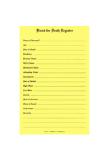 Remey, F.J. Death Register Blanks (Pad of 50)