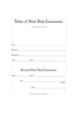Remey, F.J. Notice of 1st Holy Communion (Pad of 50)