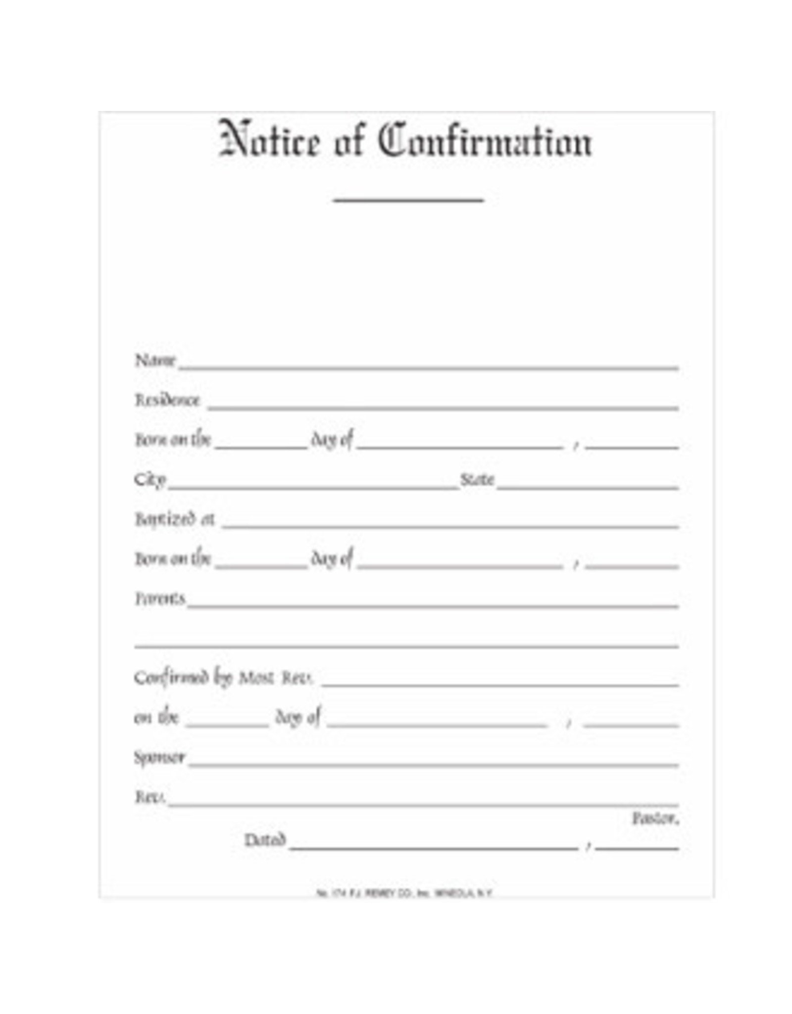 Notice of Confirmation (Pad of 50)