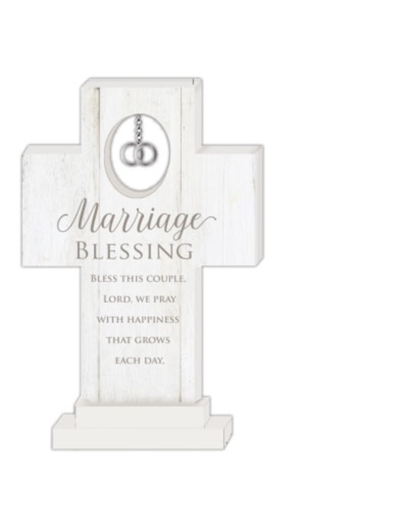 Standing Marriage Blessings Cross 6" with Charm