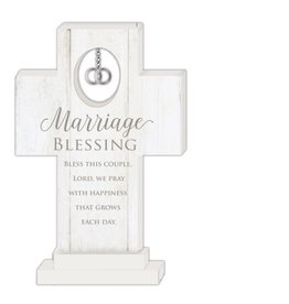 Standing Marriage Blessings Cross 6" with Charm