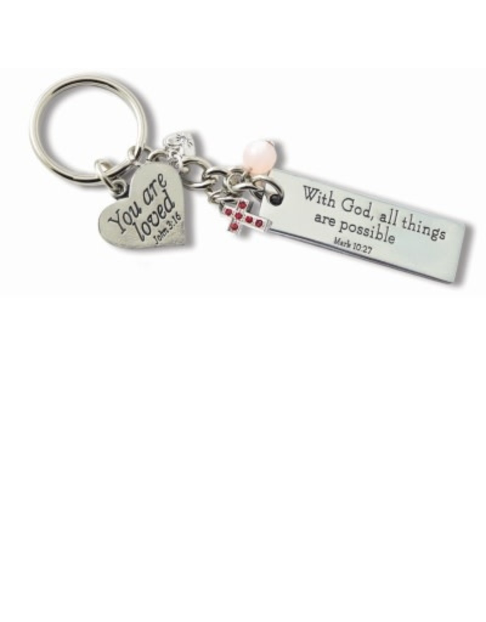 With God All Things Keychain with Charms