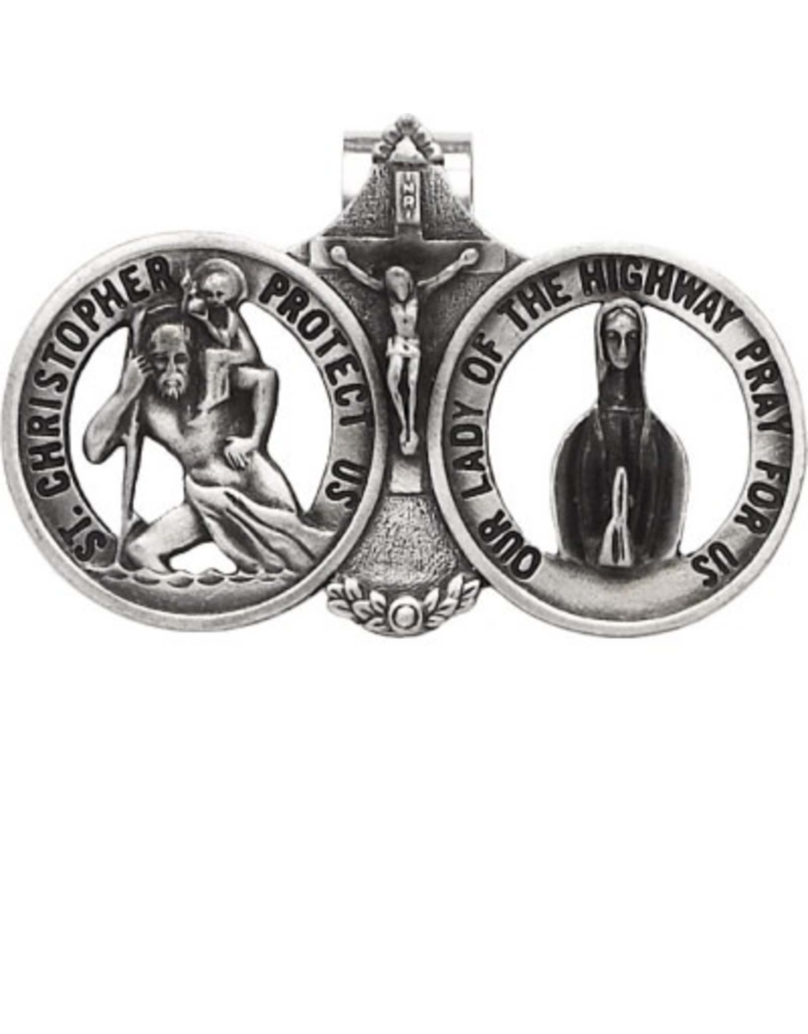 Abbey & CA Gift Visor Clip - St. Christopher/Our Lady of the Highway/Crucifix