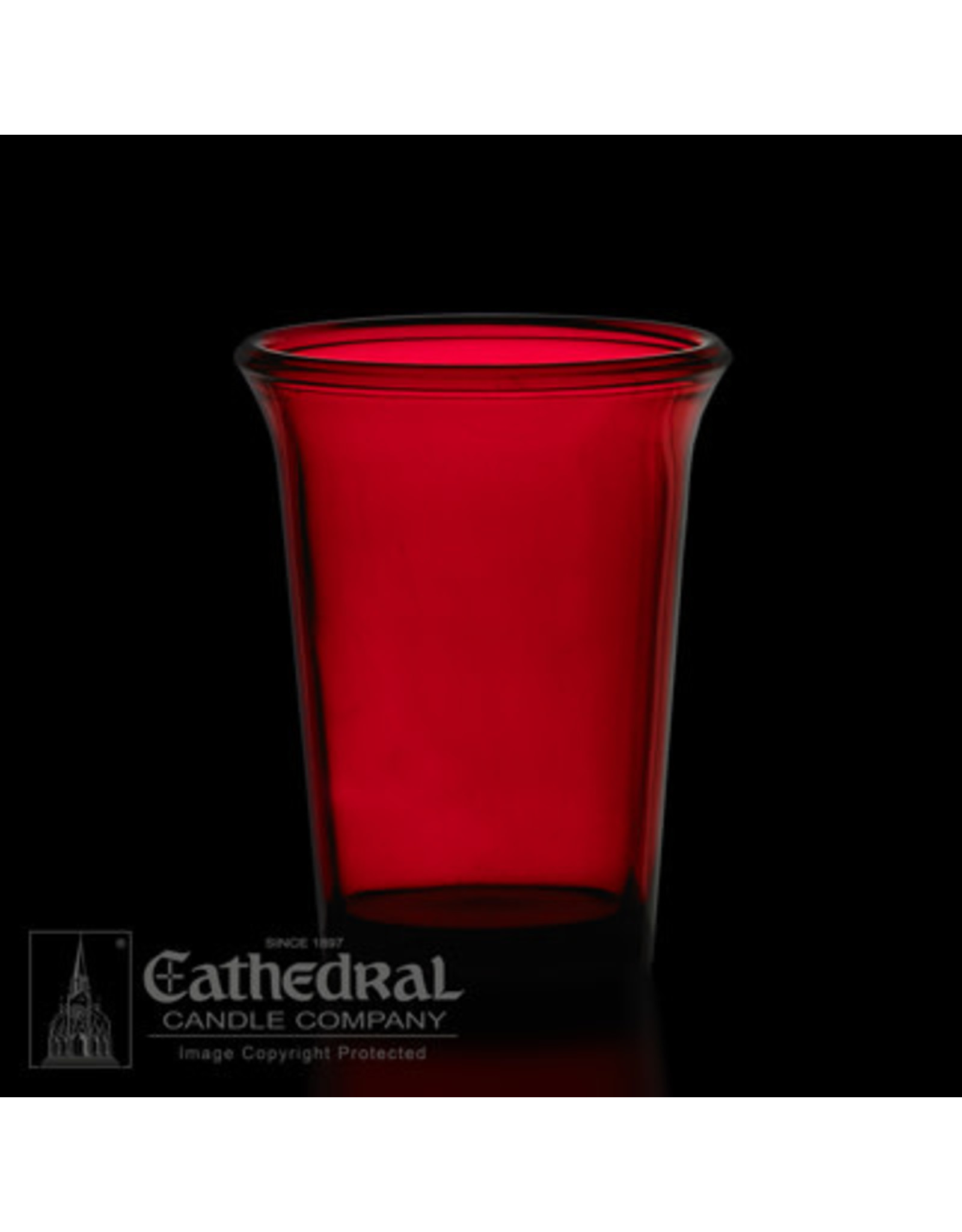 Cathedral Candle Votive Light Glasses - Ruby, 24 Hour (12)