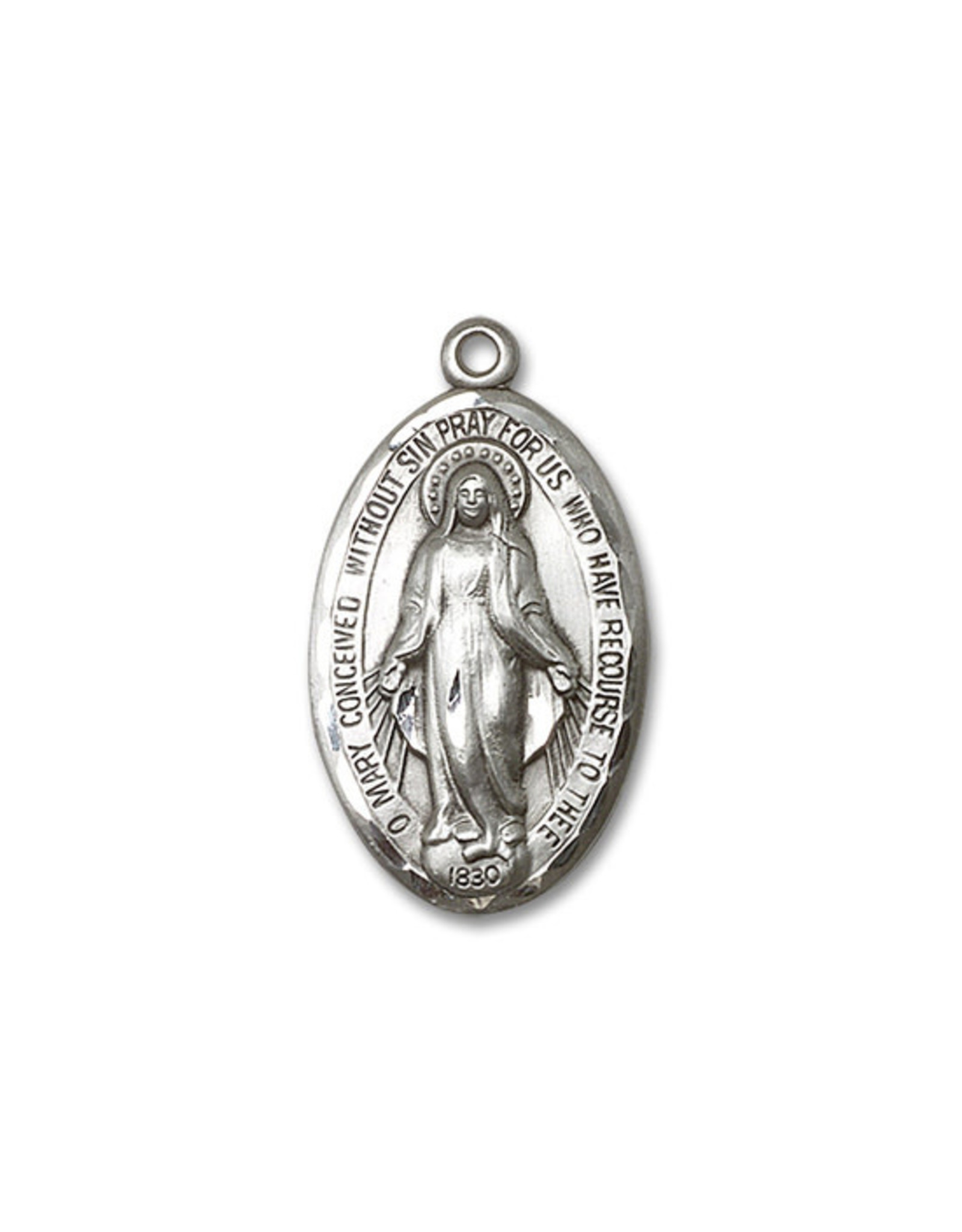 Bliss Miraculous Medal, Large Oval, Sterling Silver