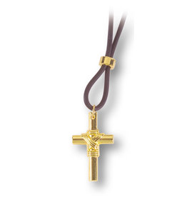 Gold Plated Cross Necklace on Cord