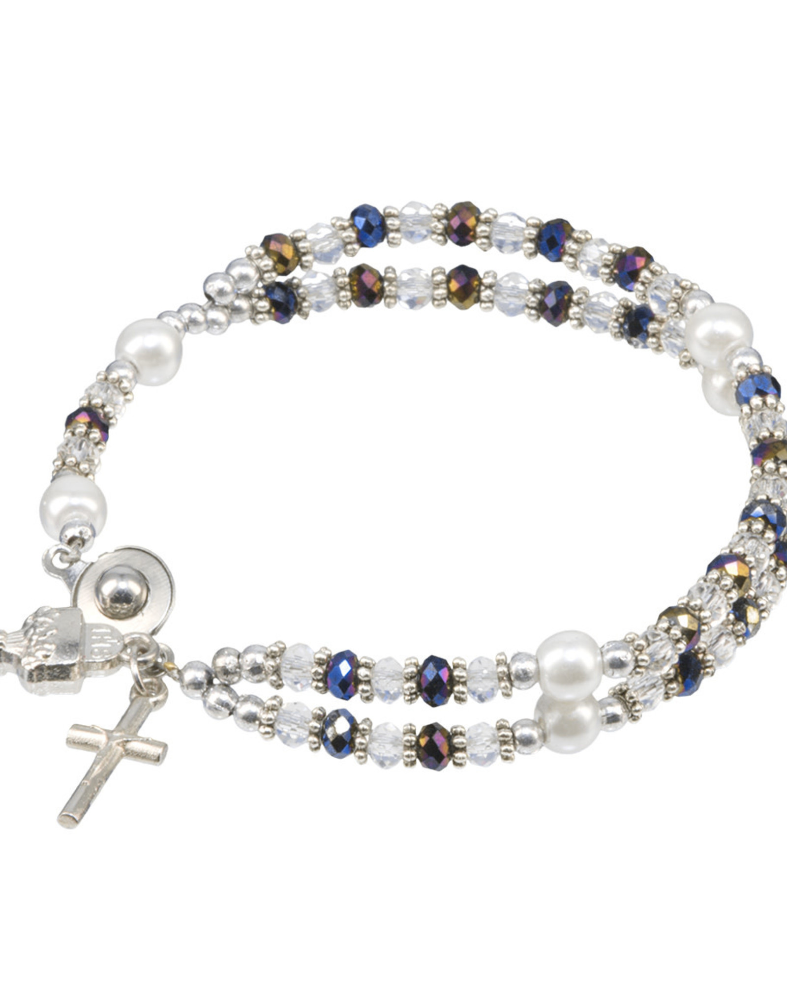 First Communion Rosary Bracelet - Aurora Borealis Crystal Bead