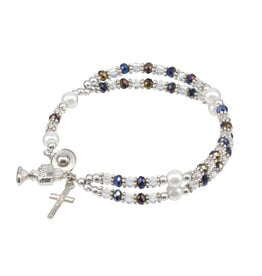 Hirten First Communion Rosary Bracelet - Aurora Borealis Crystal Bead