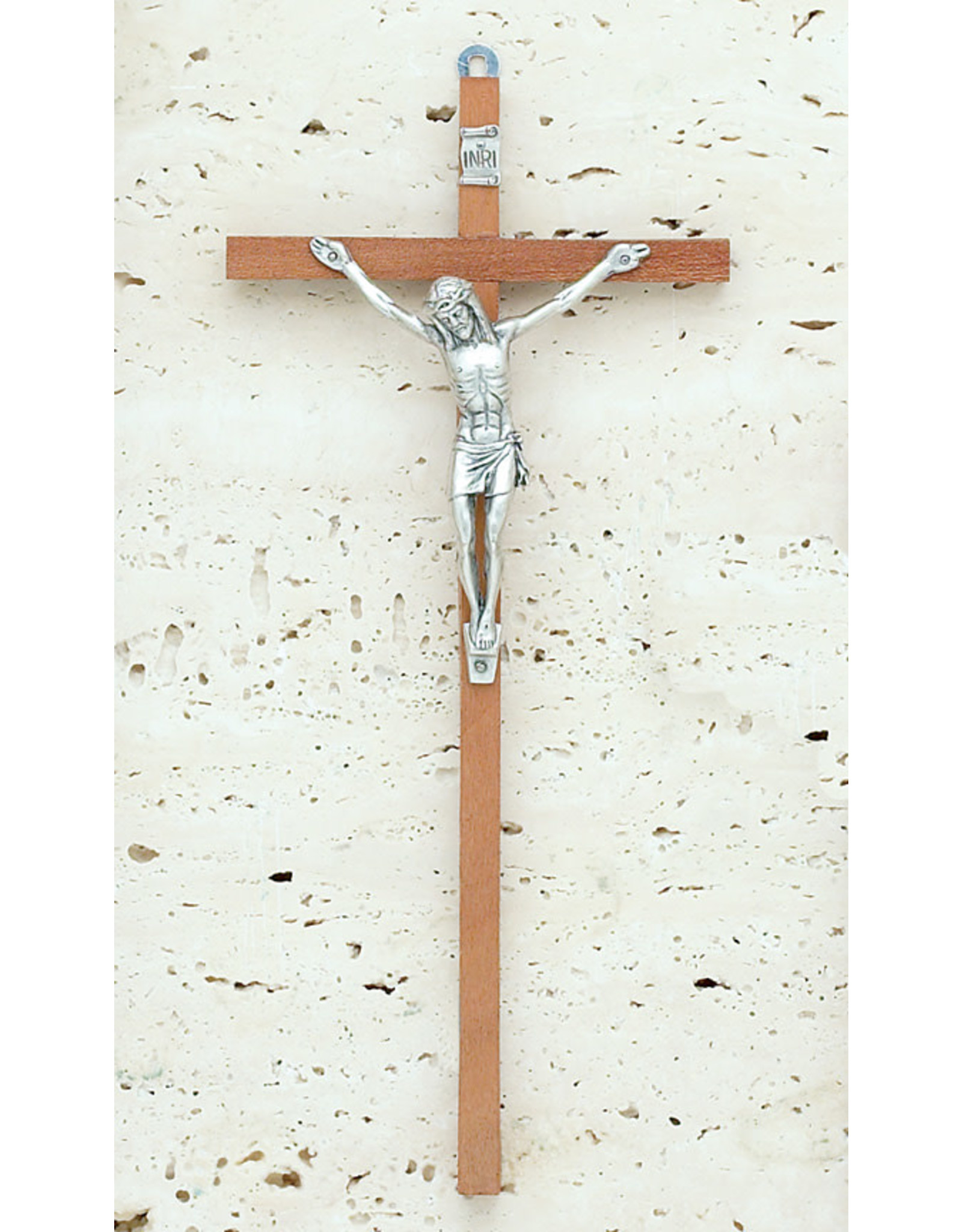 Crucifix 8" Wood/Silver
