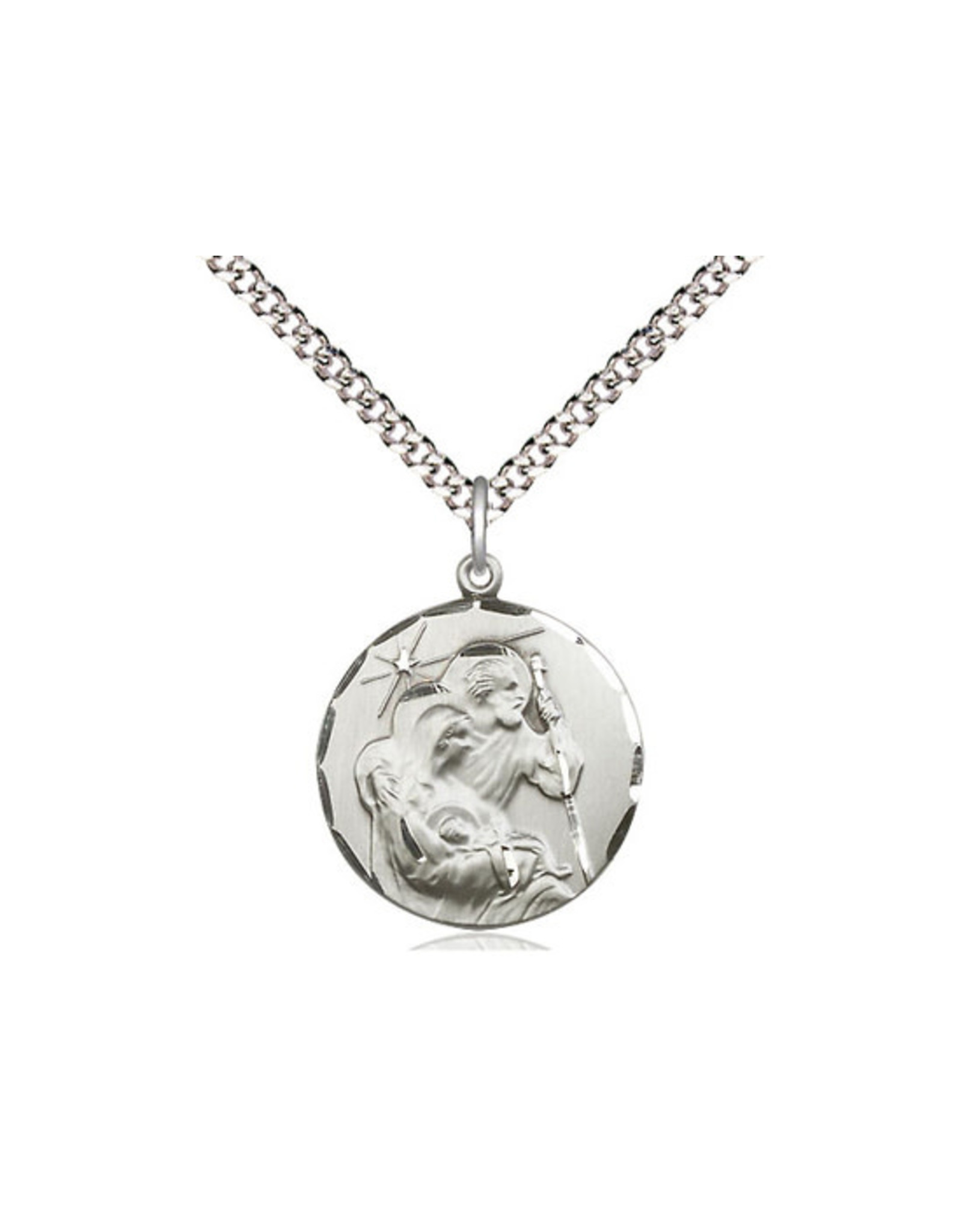 Bliss Holy Family Medal, Sterling Silver on 18" Chain