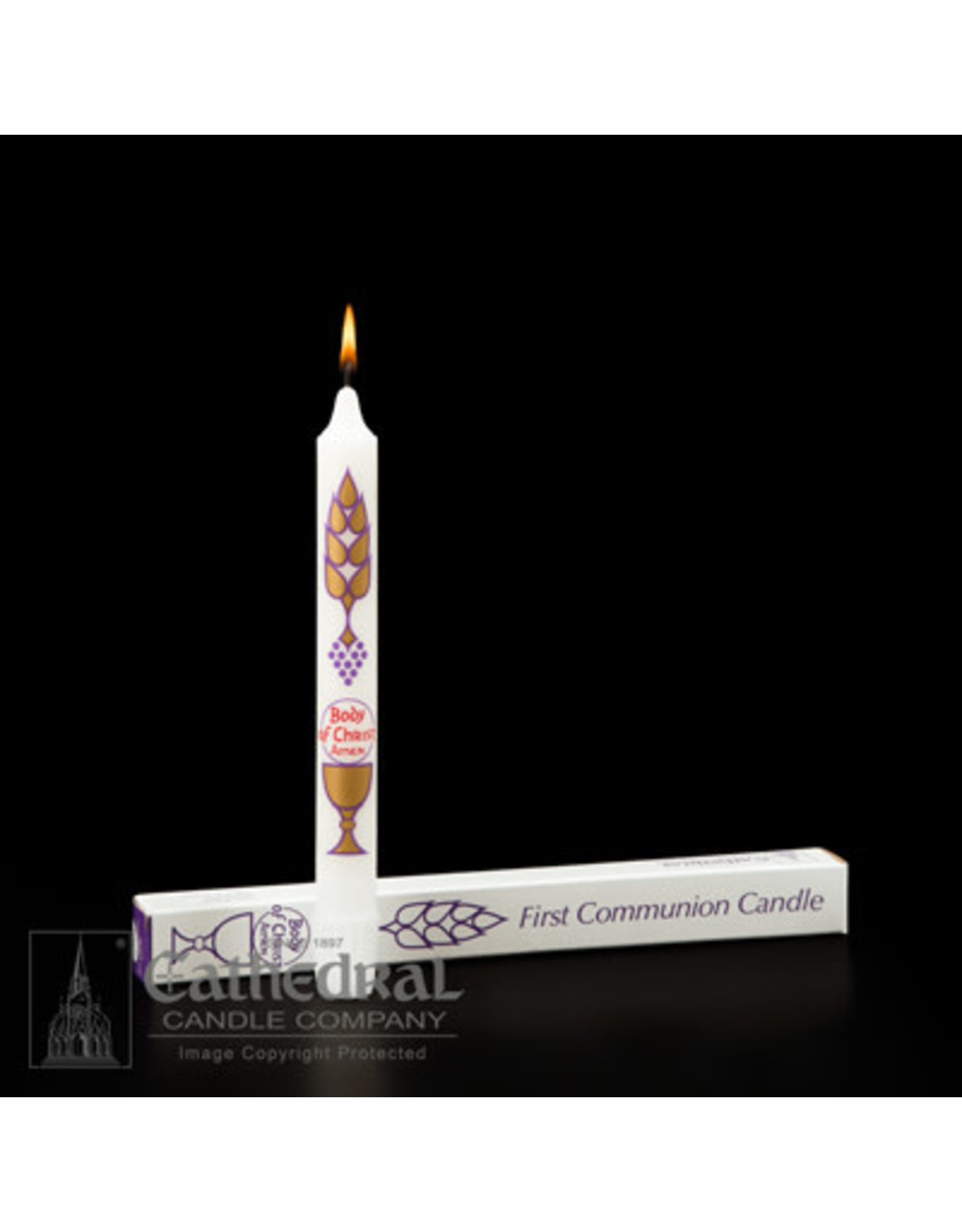 Cathedral Candle First Communion Candle - Body of Christ, 8"