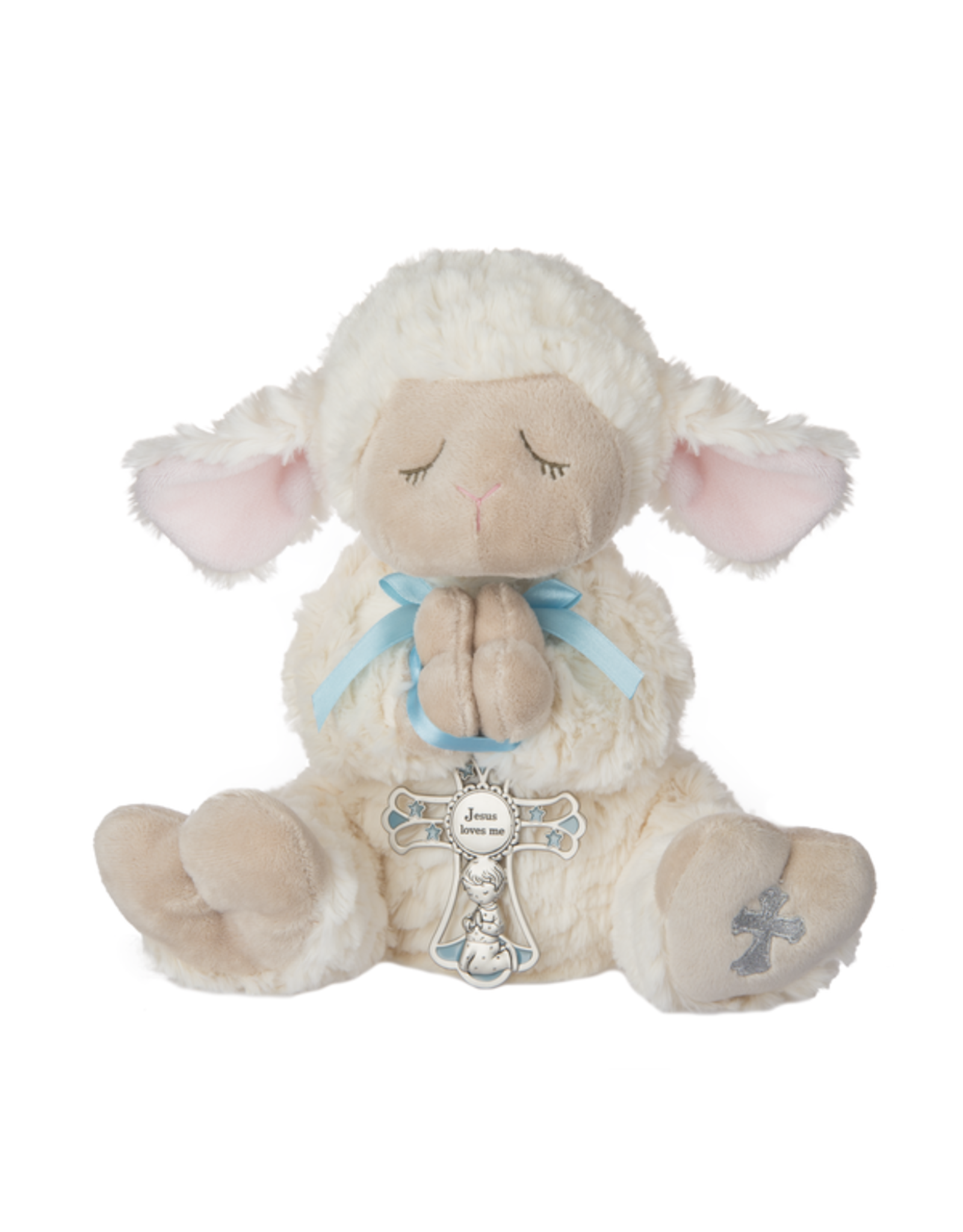 Ganz Serenity Lamb with Crib Cross (Blue)