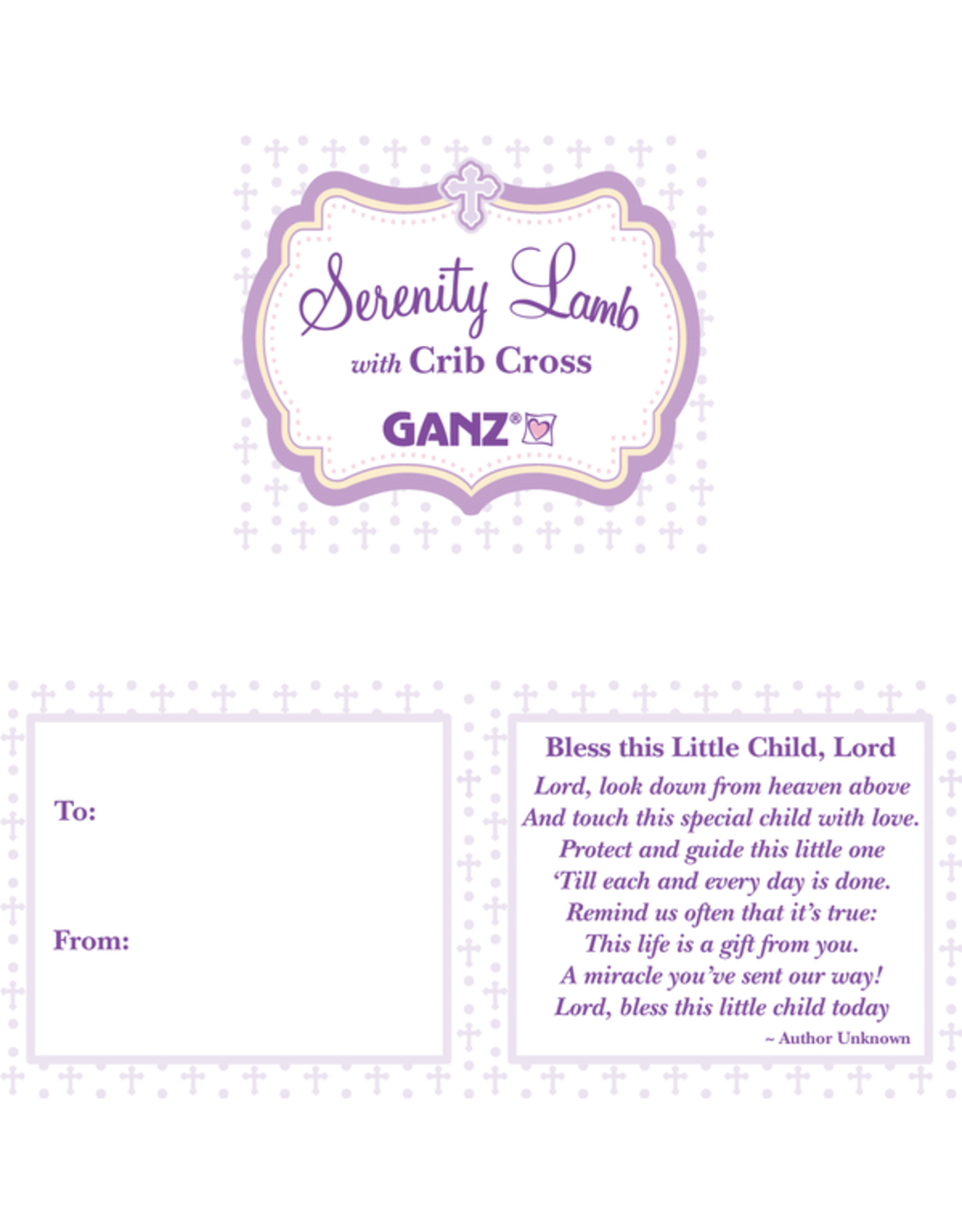 Ganz Serenity Lamb with Crib Cross (Pink)