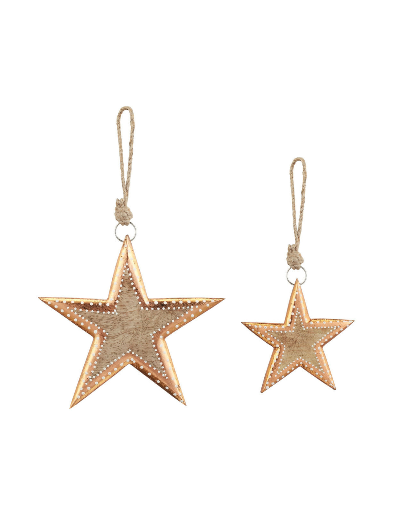 Demdaco Ornaments - Wood Star with Copper Finish (Set of 2)