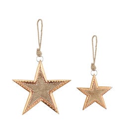 Demdaco Ornaments - Wood Star with Copper Finish (Set of 2)