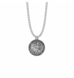 Singer Pewter St. Christopher Large Round Medal on 18" Chain