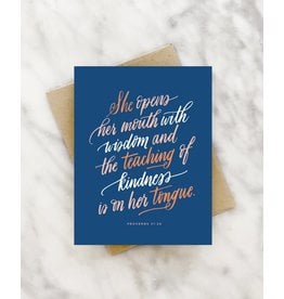 21 co "She Opens her Mouth with Wisdom & Kindness" Proverbs Greeting Card