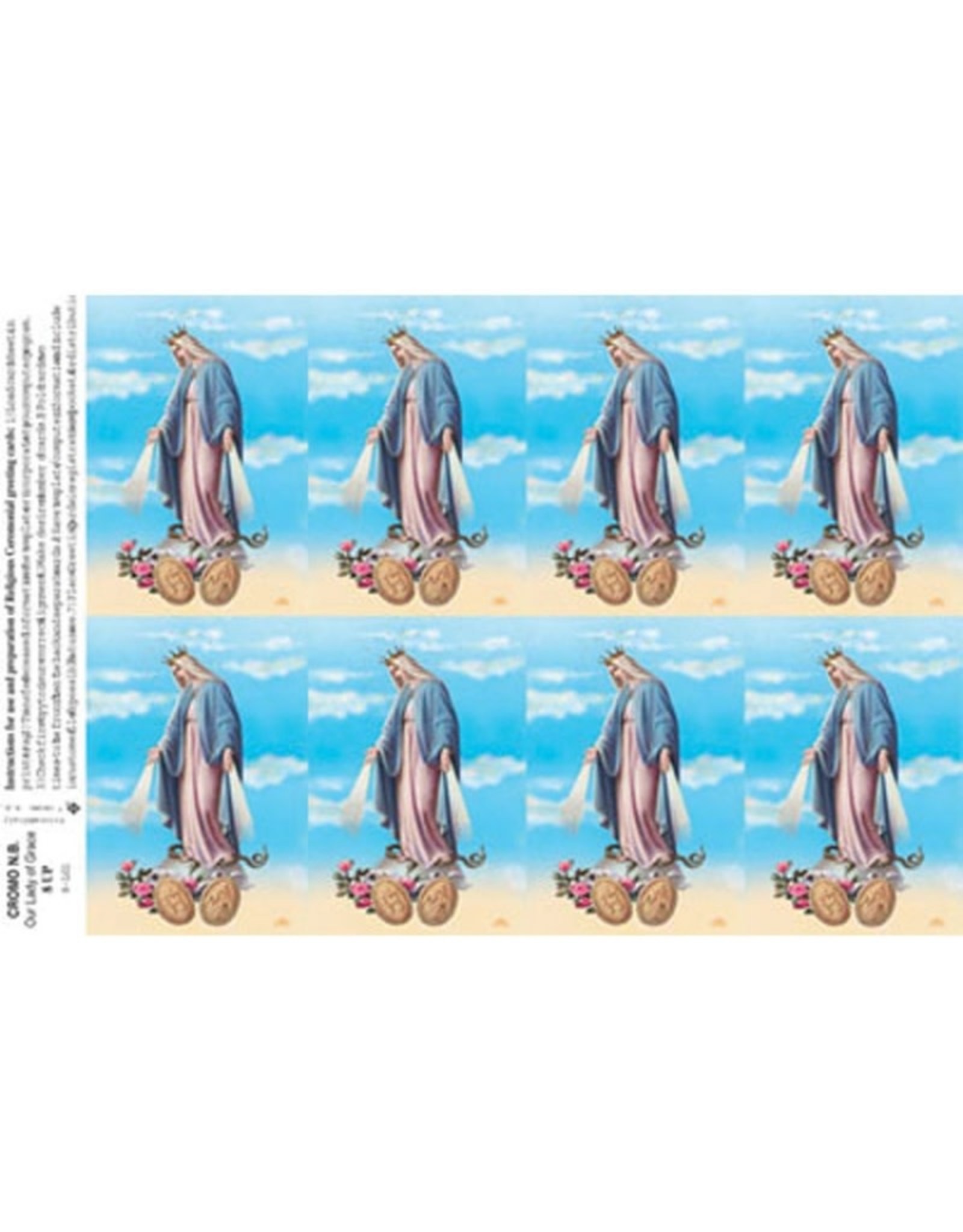 Holy Cards - Laser - Our Lady of Grace/Miraculous Medal (Sheet of 8)