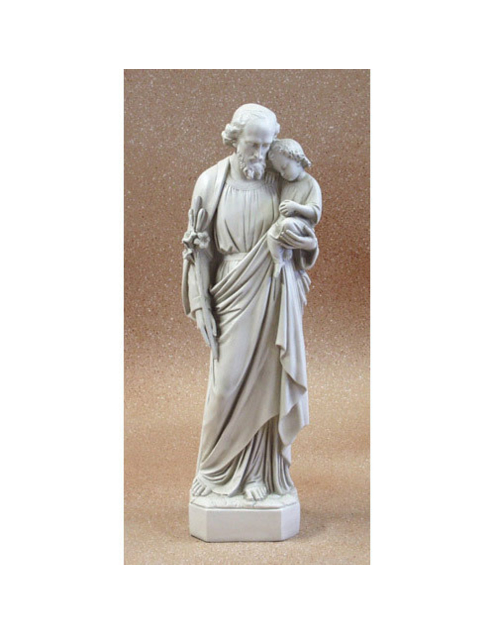 Orlandi St. Joseph & Baby Outdoor Statue - Fiberglass, Antique Stone Finish (36")
