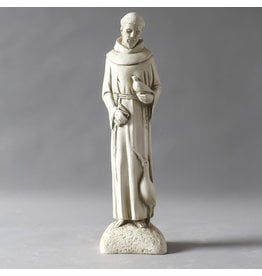 Orlandi St. Francis of the Garden Statue - Fiberglass, Antique Stone Finish (14")