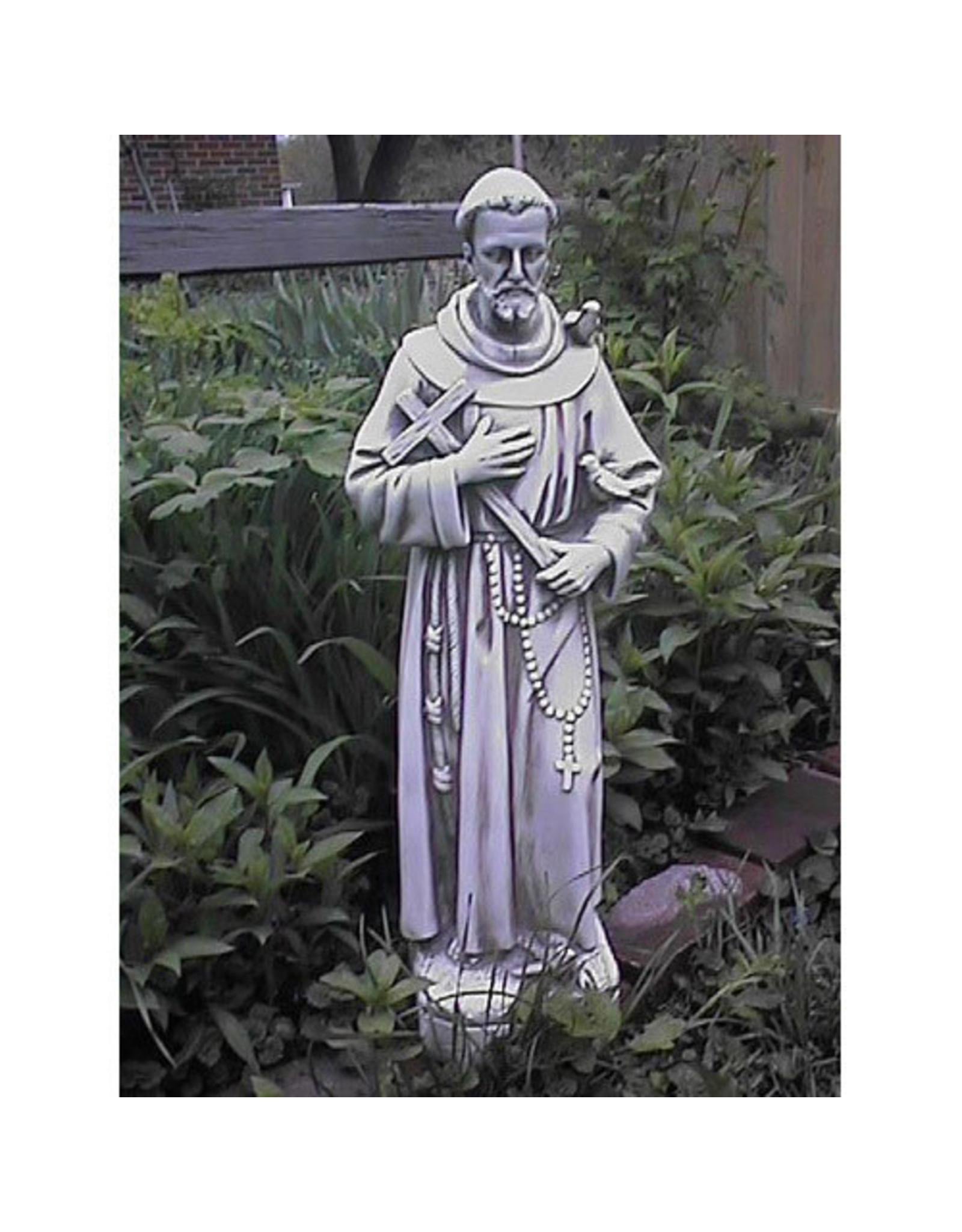 Orlandi St. Francis of Assisi Outdoor Statue - Fiberglass, Antique Stone Finish (25")