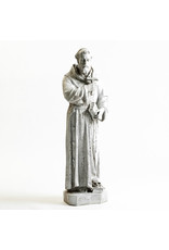 Orlandi St. Francis Holding Cross Outdoor Statue - Fiber Stone,  Cathedral Finish (38")