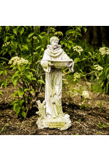 Orlandi Statue - St. Francis with Bowl, White Moss Finish (23")