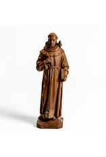 Orlandi St. Francis with Birds Outdoor Statue - Fiber Stone, Sandstone Finish (24")