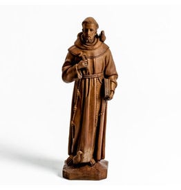 Orlandi St. Francis with Birds Outdoor Statue - Fiber Stone, Sandstone Finish (24")